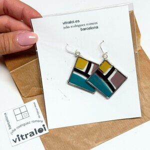 Vitraloi Barcelona Handmade Stained Glass Style Earrings
